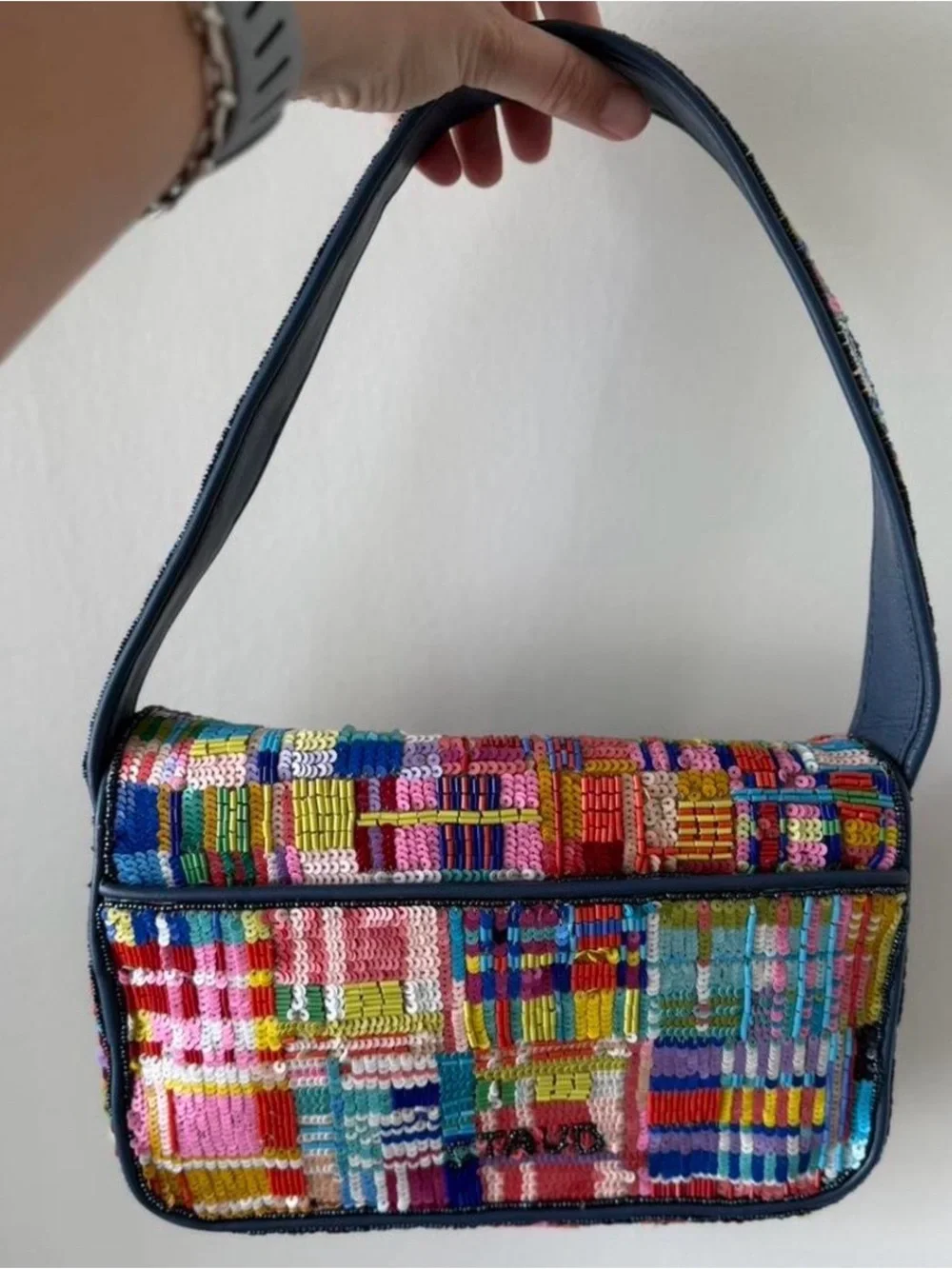 STAUD Multicolor Sequin Patchwork Shoulder Bag - Unbranded